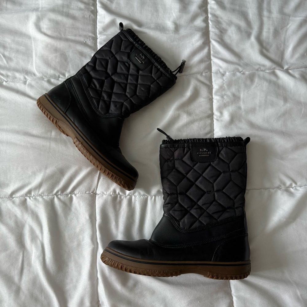 Coach Sparrow Black Quilted Nylon Winter Boots - Picture 3 of 6